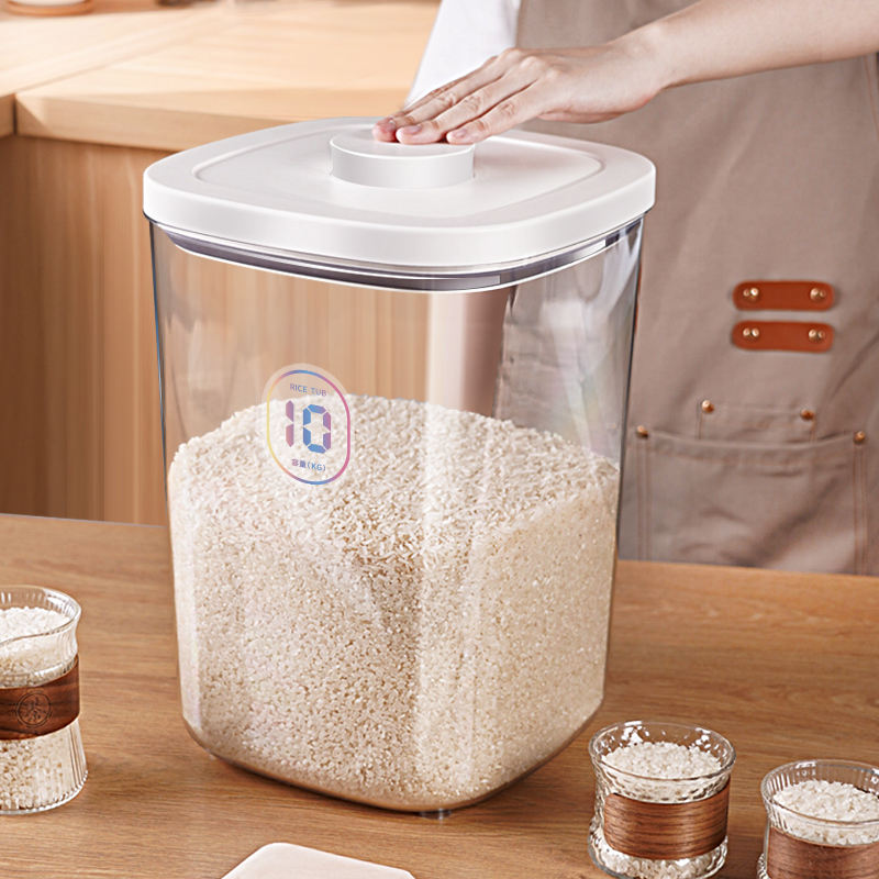 Modern Design Large Clear Airtight Plastic Food Storage Container Flour Rice grain Dispenser Kitchen Organizer with Lids