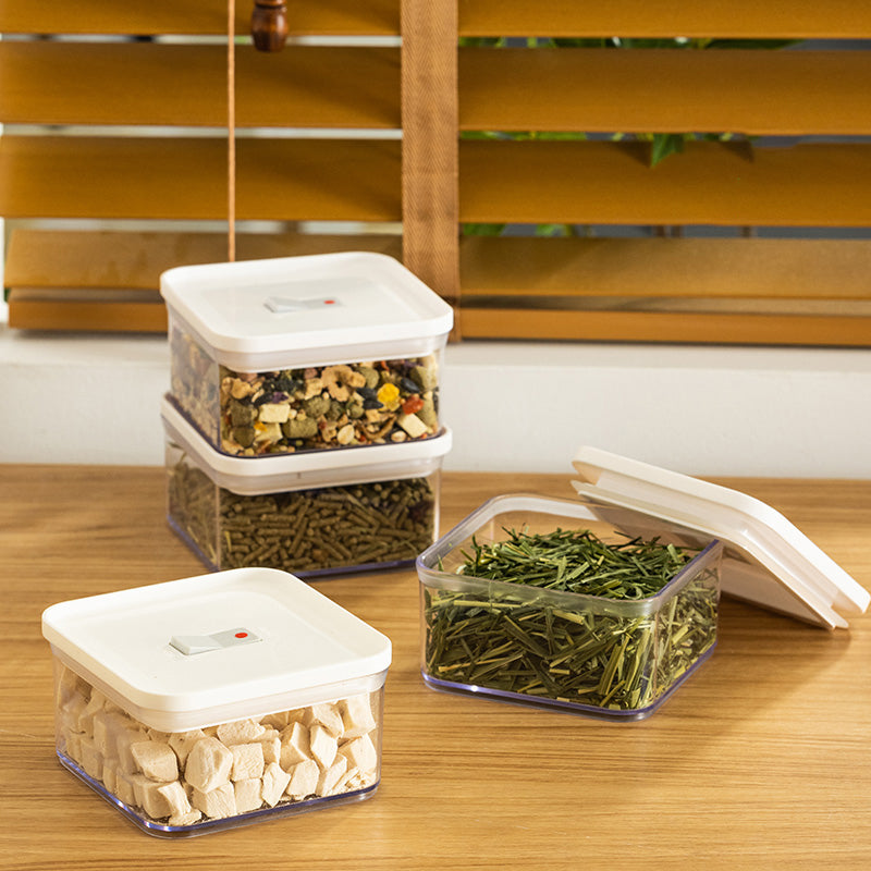 Bpa-Free Airtight Plastic Stackable Kitchen Container Organizer Square Food Storage 6Pack- Jar