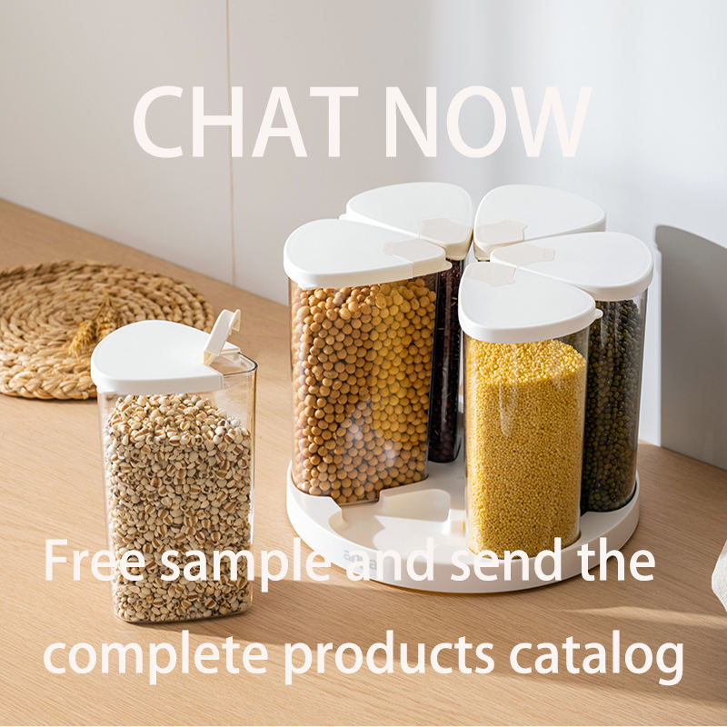 Rotating Cereal Dispenser Countertop Food Storage Containers BPA-Free PET Grain Canister Sets 6 Grids With Lids