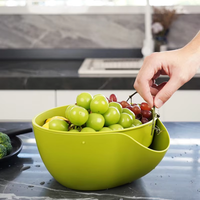 Double Layer Rotating Eco-Friendly Food Grade PP Vegetable Fruit grains Washing Stand Drain Strainer