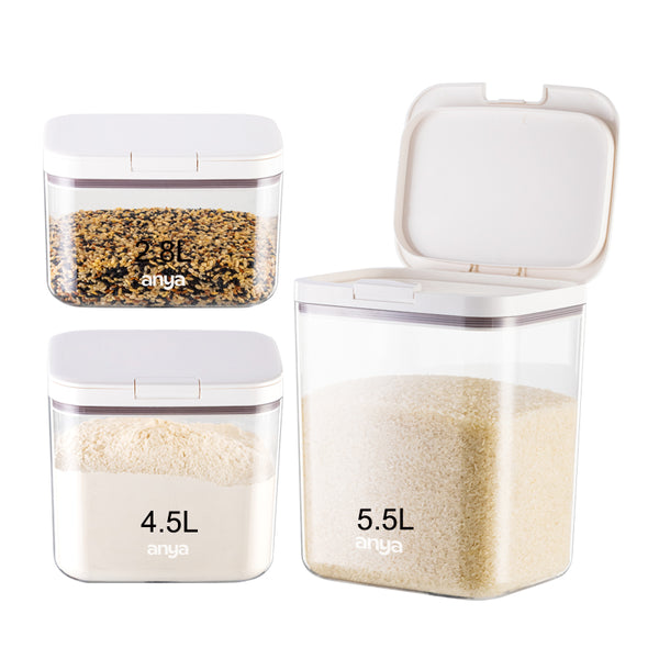 Eco-Friendly Plastic Food Containers One-Click Lid Airtight Kitchen Canisters for Sugar Rice Grain Storage