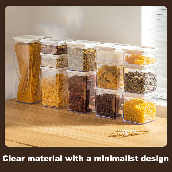 Nut Coffee Beans Food Storage Set Lids Cover Stackable Air-Tight Clear Kitchen Organizer Jar Sealed Crisper Snack Cookie