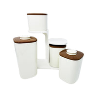 Pop-Top Container set of 4 with Stand ( white & brown colour)